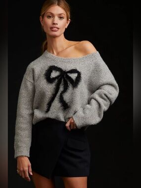 Anthropologie Maeve Shimmer Bow Sweater (Size XS) - NWT